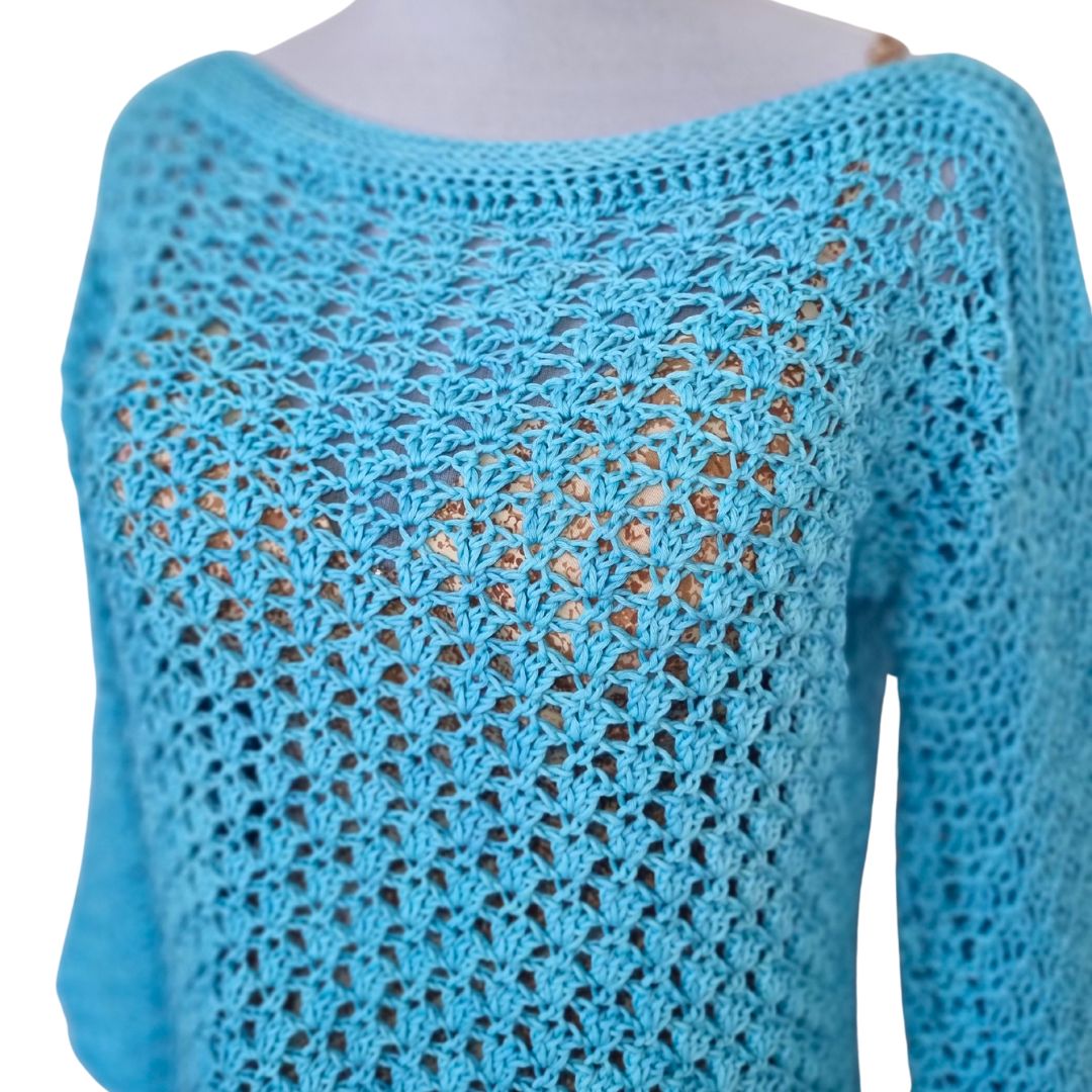 Chaleco Mujer Crochet Cuello Bote Tejido a Mano