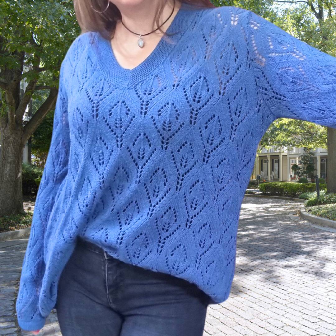 Sweater Mujer Calado Fucsia Cuello V Talla Única