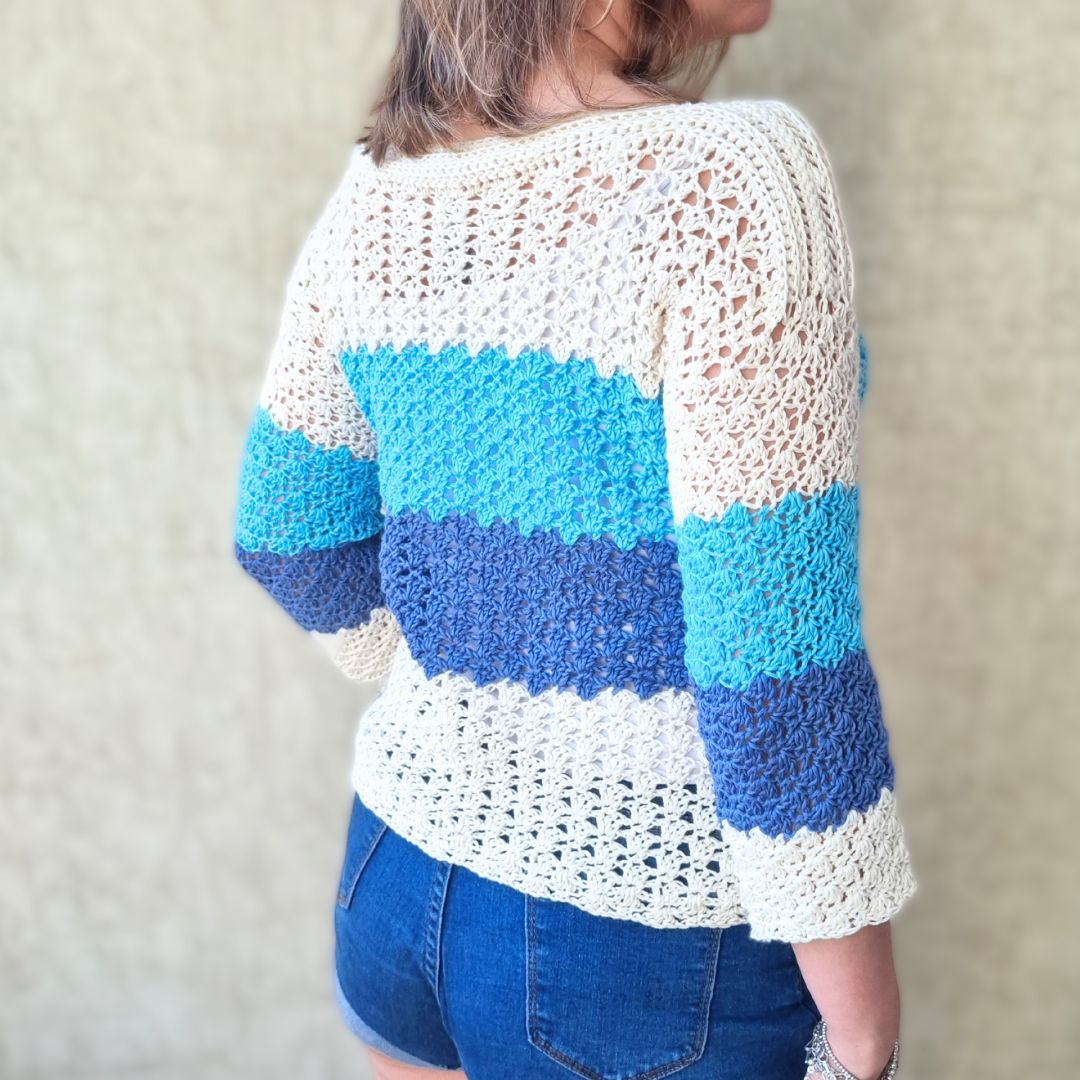 Chaleco Mujer Crochet Franjas Cuello Bote Tejido a Mano