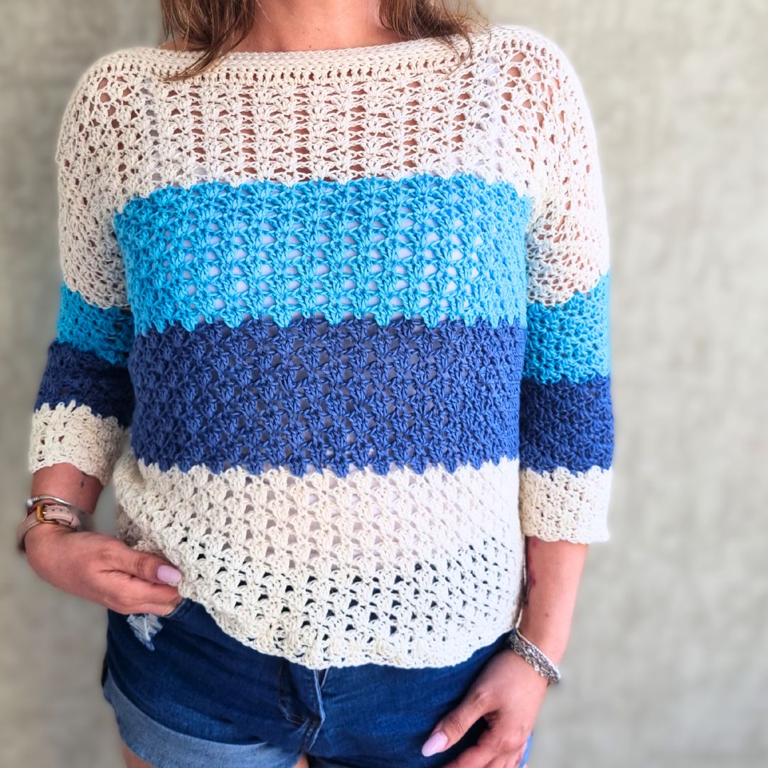 Chaleco Mujer Crochet Franjas Cuello Bote Tejido a Mano