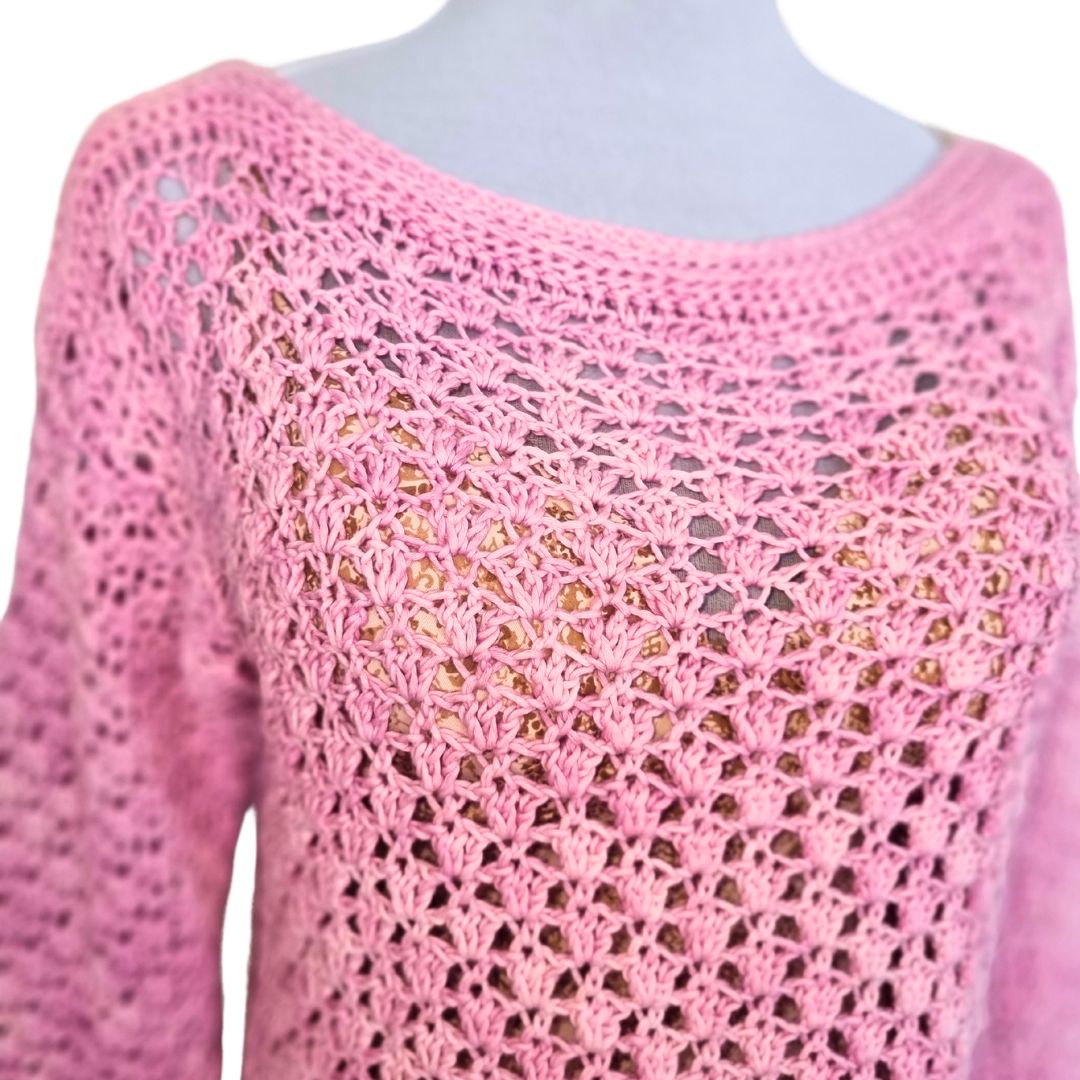 Chaleco Mujer Crochet Cuello Bote Tejido a Mano