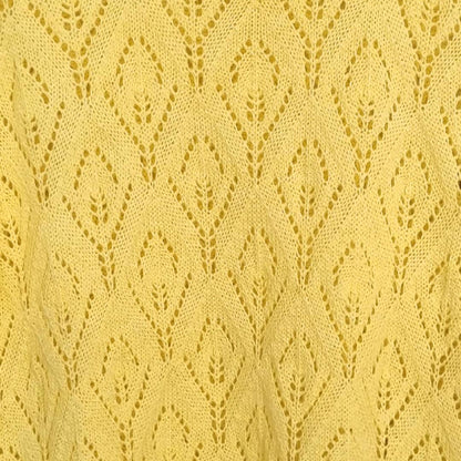 Sweater Mujer Calado Amarillo Cuello Mao Talla Única