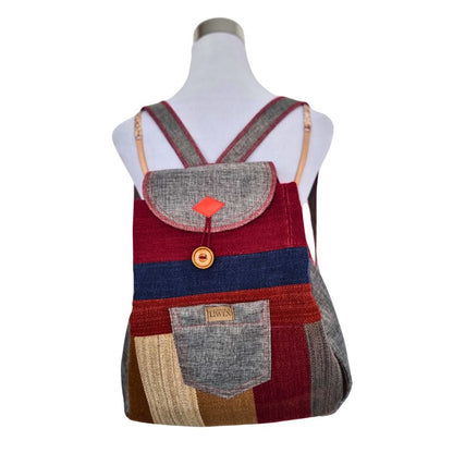 Mochila Rojo/Azul Tejida a Telar