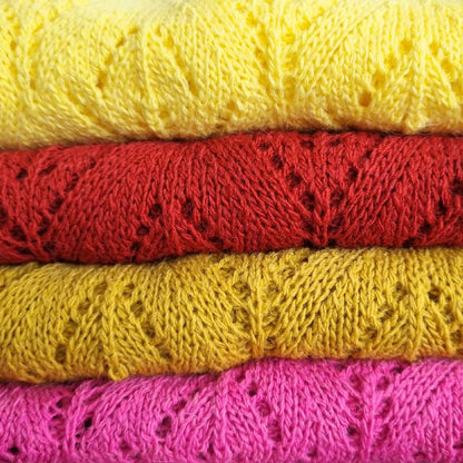 Sweater Mujer Calado Amarillo Cuello Mao Talla Única