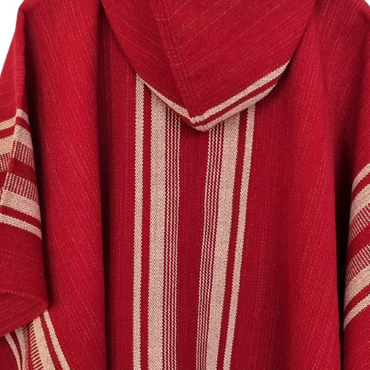 Capa Mujer Rojo Italiano con Capucha Tejido a Telar