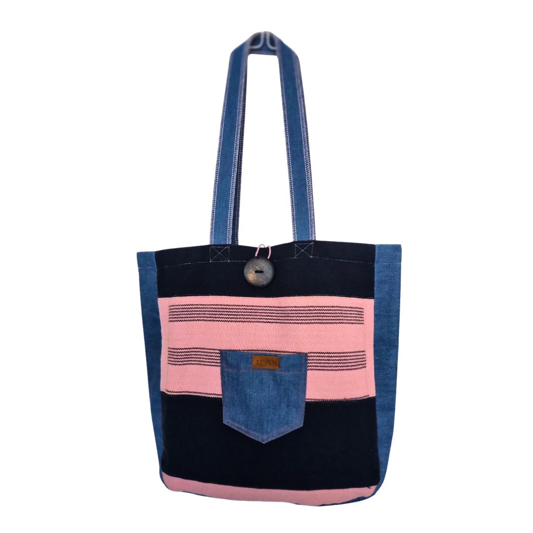 Bolso Negro/Rosado Tejido a Telar