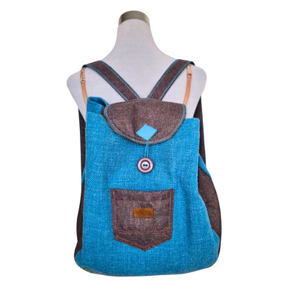 Mochila Celeste Tejida a Telar