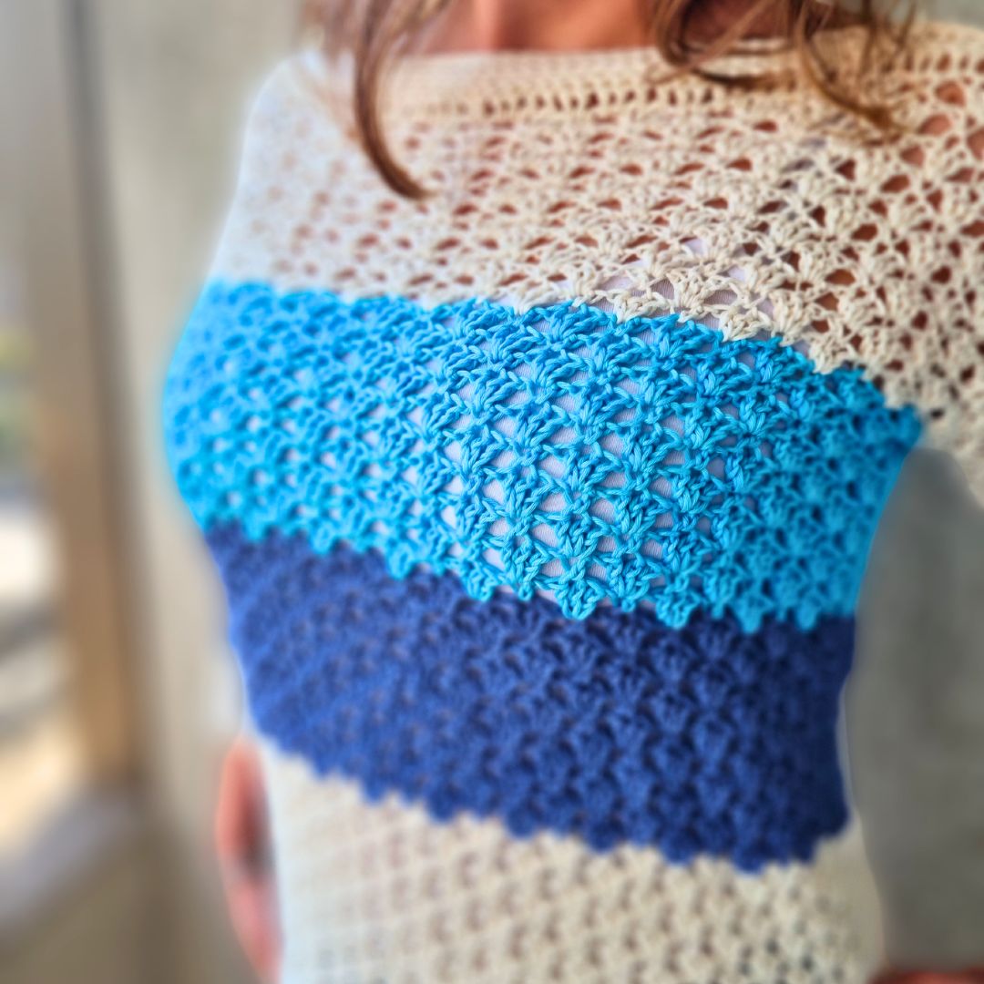 Chaleco Mujer Crochet Franjas Cuello Bote Tejido a Mano