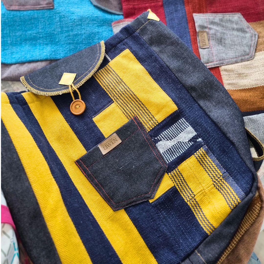 Mochila Amarillo/Negro Tejida a Telar