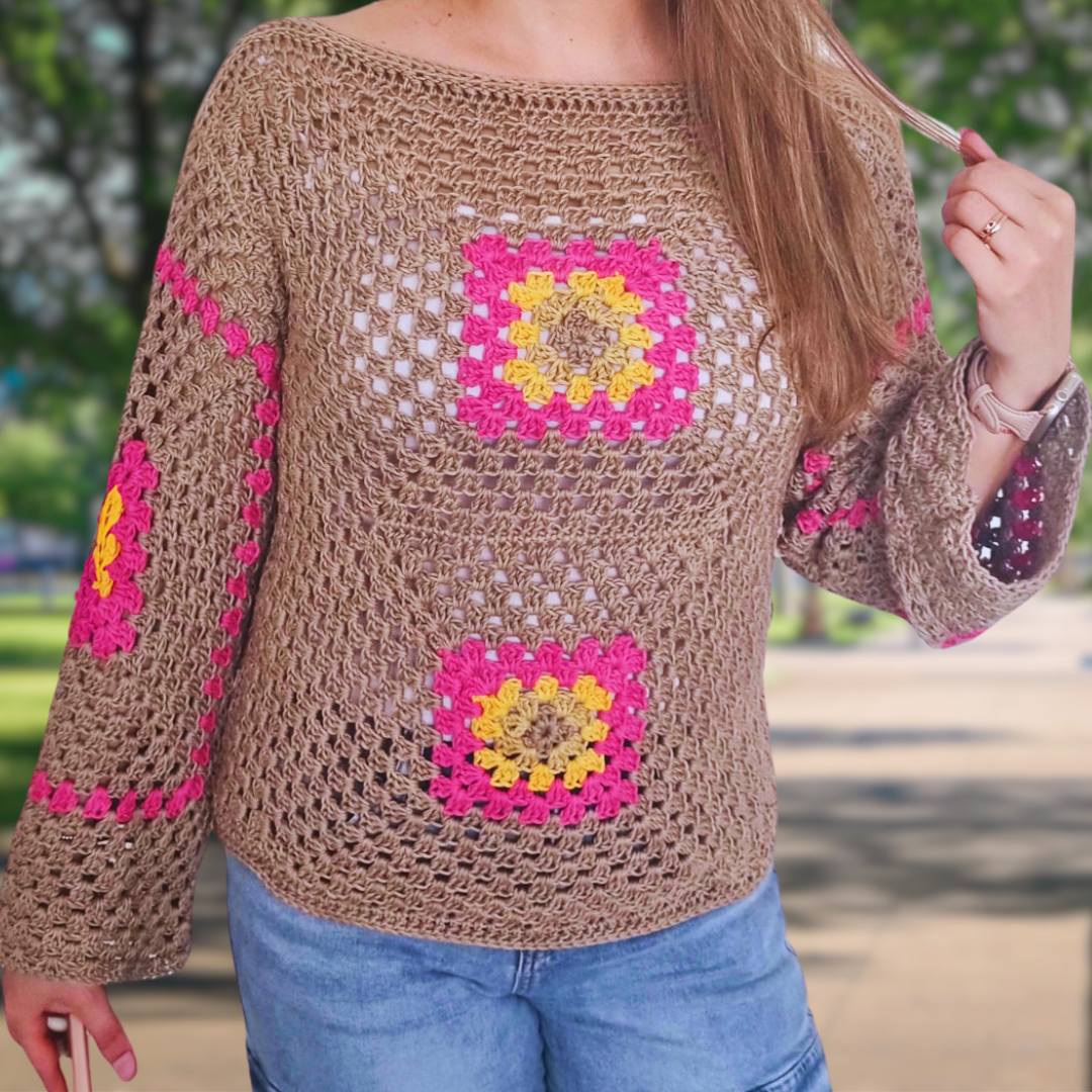 Chaleco Mujer Cuadros Visón Cuello Bote Tejido a Mano